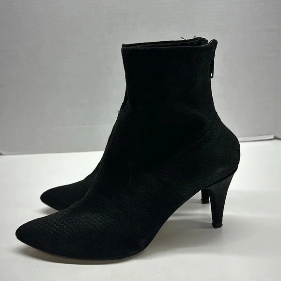 Free People Willa Leather Ankle Witchcore Booties Boots Snake Embossed Black 36 - Picture 4 of 11